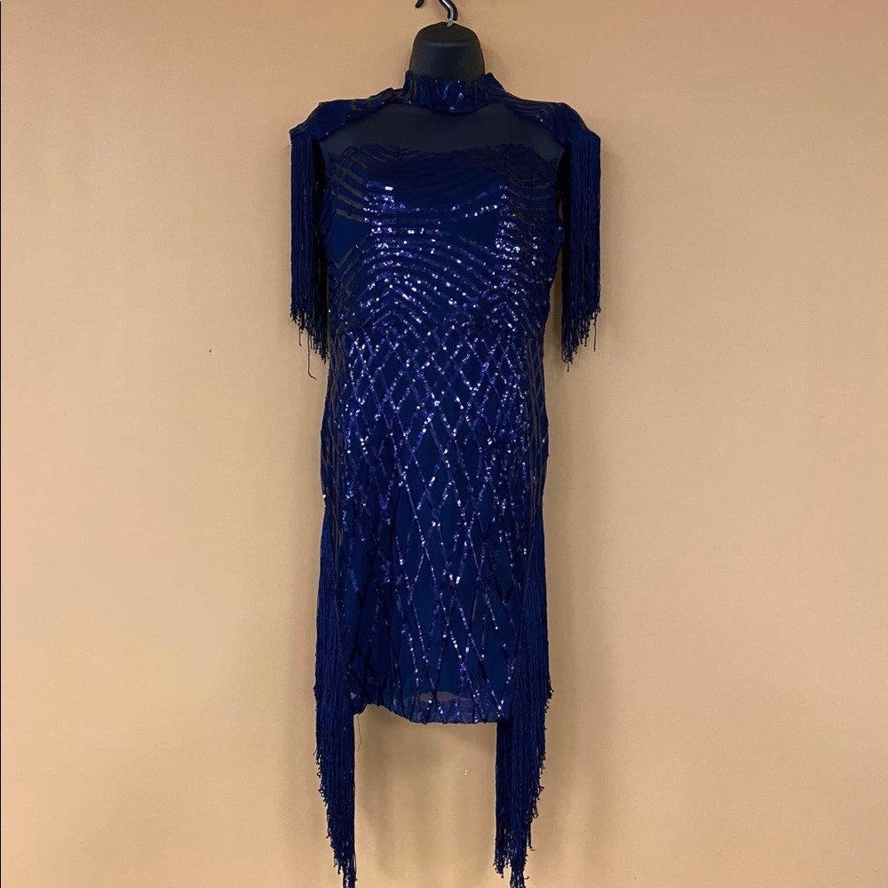 Eloquent Blue Dress Lace Front Opening